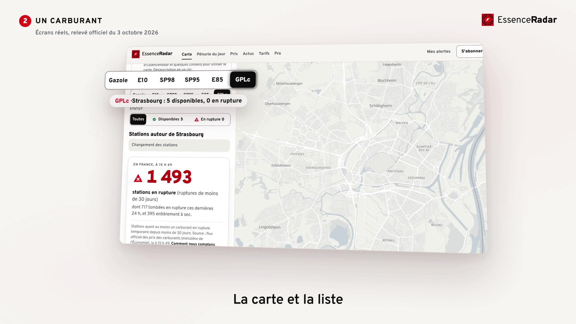 Affiche de la vidéo : Trouver une station qui a encore du carburant : la carte EssenceRadar, mode d'emploi